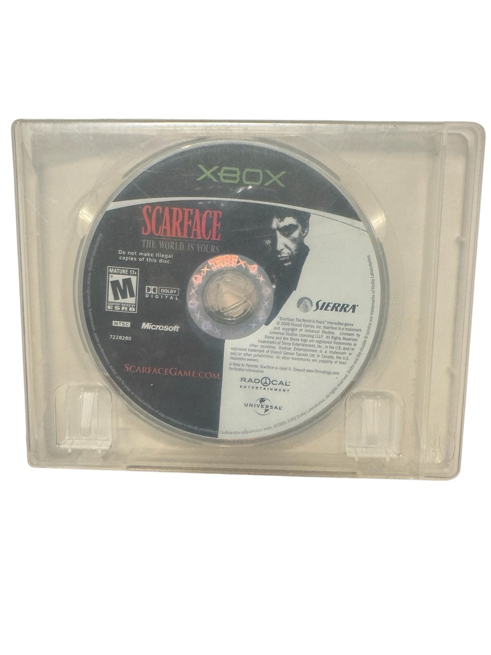 Scarface: The World is Yours game for Xbox disc only
